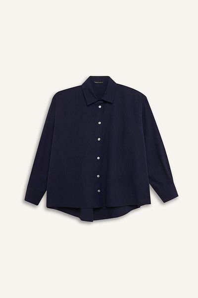 DeFacto Μακρυμάνικο πουκάμισο Oversize Wide Fit Poplin Basic μονόχρωμο 3199470