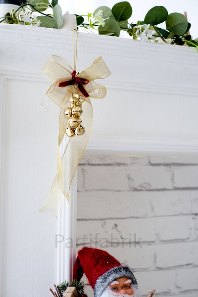 Partifabrik New Year's Door Fireplace Wall Glory Bell 20 cm Gold Ribbon Bell Bunch