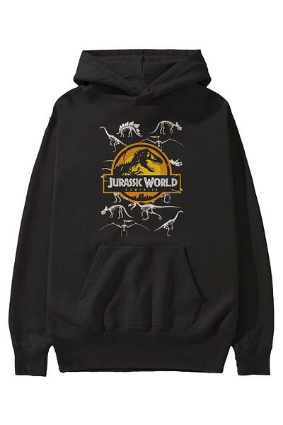 Ankhises Jurassic Park 5 - Hanorac negru supradimensionat cu glugă pentru bărbați și femei