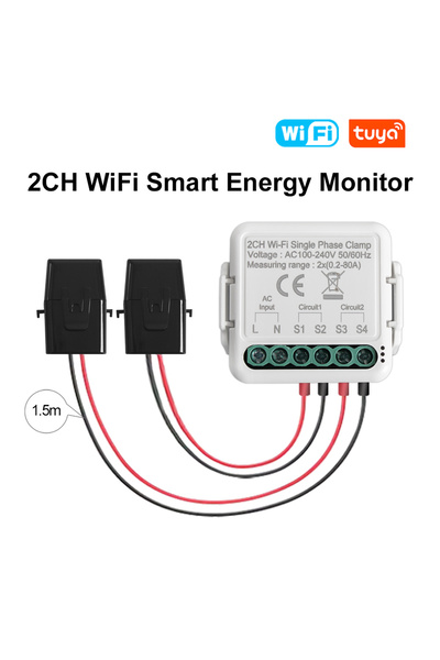 Choice1 2CH Tuya WiFi smart Energy Meter Bidirectional Two Way 1, 2 Channel w...