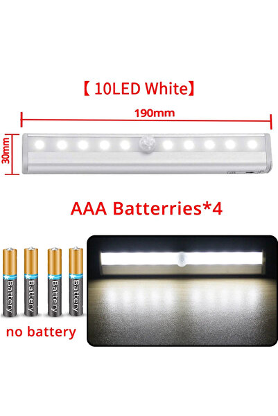 Choice 10LED White 10Led PIR Motion Sensor night Light Cupboard Wardrobe Bed ...