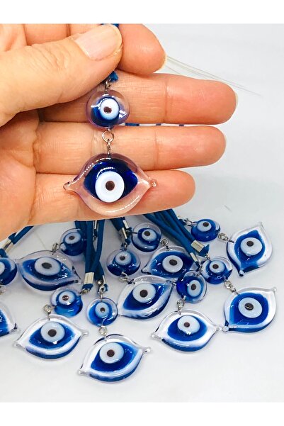 Azrua Amuleta transparentă pentru mașină din sticlă în formă de ochi, ornamen...