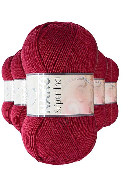ACSMarket 5 Pieces 100 gr Super Pearl Cherry Knitting Thread - 3630
