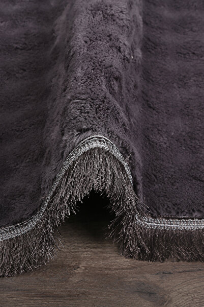 Teksev Bubble Anthracite Color Sports Fringed Cutting Plush Runner Machine Washable Non-Slip Based Carpet