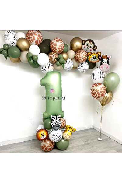 Öztürkpartievi Yeşil 1 Yaş Safari Balon Seti