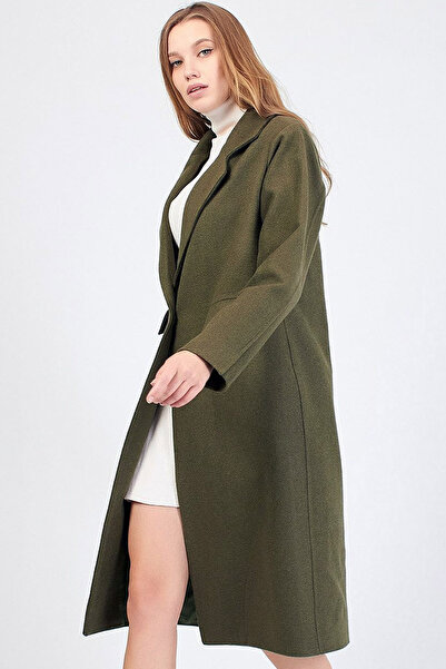 MissKybele Çentikli Geniş Ceket Yakalı Uzun Kollu Düğme Kapamalı İçi Astarlı ...