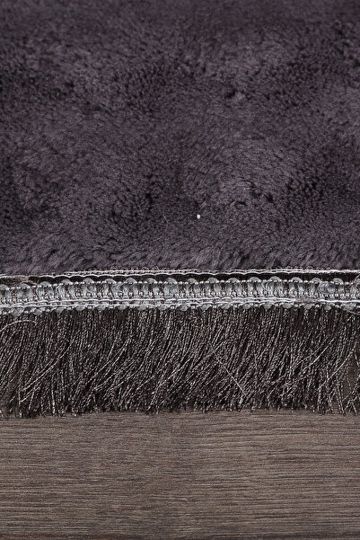 Teksev Bubble Anthracite Color Sports Fringed Cutting Plush Runner Machine Washable Non-Slip Based Carpet