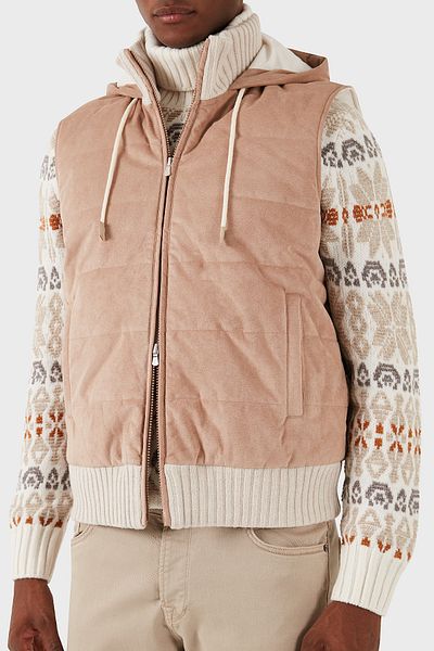GRAN SASSO Men's Hooded Wool Vest - 100% Regular Fit Vest 78145 55006 110