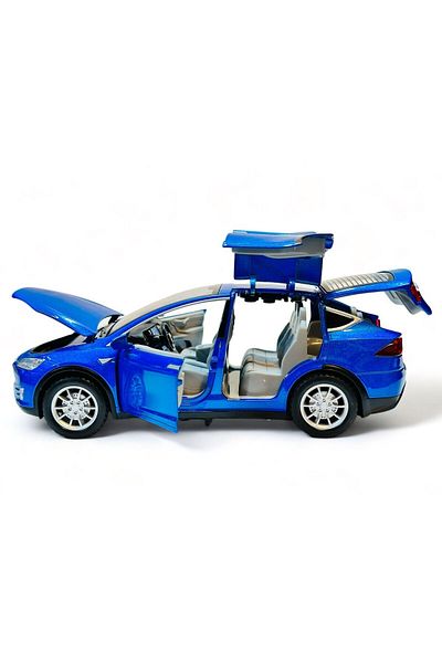 FEN TOYS سيارة طراز تسلا X دييكاست معدنية موديل 1:22 مع أبواب صندوق السيارة قابلة للفتح مع الصوت والضوء