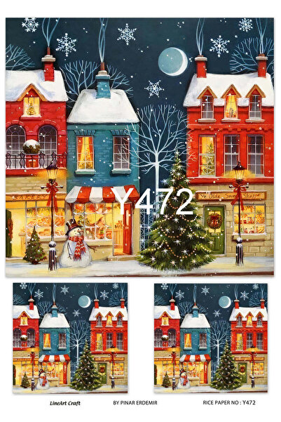 LİNEART Lineart Yılbaşı Deseni Pirinç Dekopaj Kağıdı No:Y472- 29x42cm