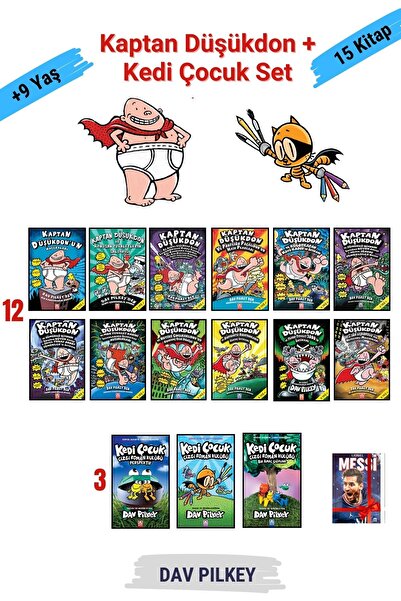 Altın Kitaplar Kaptan Düşükdon 12 Kitap+Kedi Çocuk 3 Kitap,Çizgi Roman Seti,1...