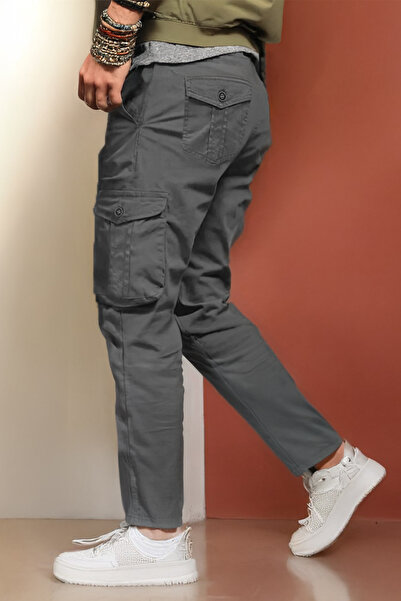 modacix Καλοκαιρινό παντελόνι Γκαμπαρντίνα Anthracite Cargo για άνδρες - ελασ...
