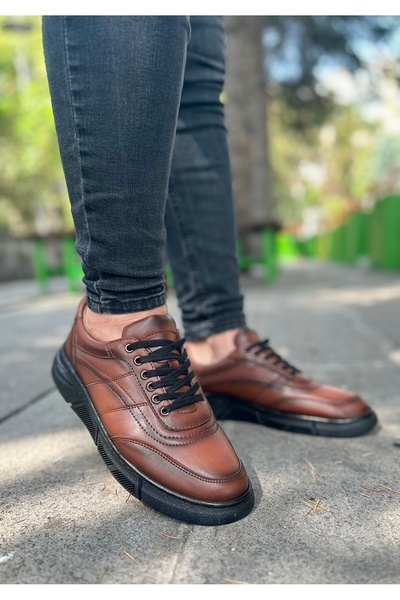 Bonjey Tan Flat Leather Laced Pánské boty pro volný čas Vodoodpudivá umělá kůže Velikost 40 44