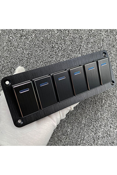 Choice1 D6 gang black Metal 2-8 Gang Marine Boat Switch Panel LED ON-OFF Rock...