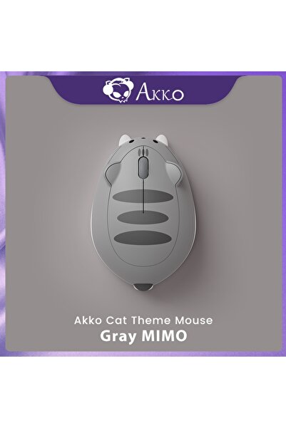 Choice ماوس رمادي Akko Cat Theme 2.4 جيجا هرتز Bluetooth 3.0 / 5.0 لاسلكي ثلاثي الأوضاع للكمبيوتر الشخصي والكمبيوتر المحمول