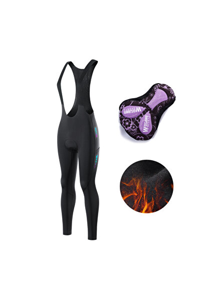 Choice EU M (ASIA L) black WOSAWE Cycling Bib Pants Women Winter Lycra Thermal Bike Pants 5D Gel Pad Warm C