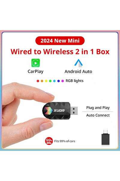 Choice XUDA 2in1 Wireless CarPlay AI Mini Box Android Auto Box Plug&Play Automatic Connection Compatible...