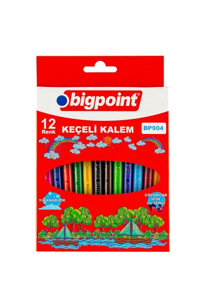 Bigpoint مجموعة أقلام رصاص ذات 12 لونًا مختلفًا - حبر سهل التنظيف وحقيبة من الورق المقوى