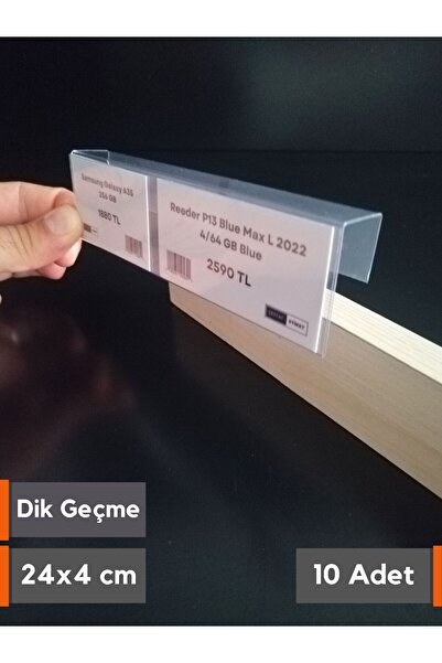 Şeffaf Etiket 10 τεμάχια PVC θήκη για ετικέτες, Ξύλινο ράφι 24x4 εκ., Θήκη γι...