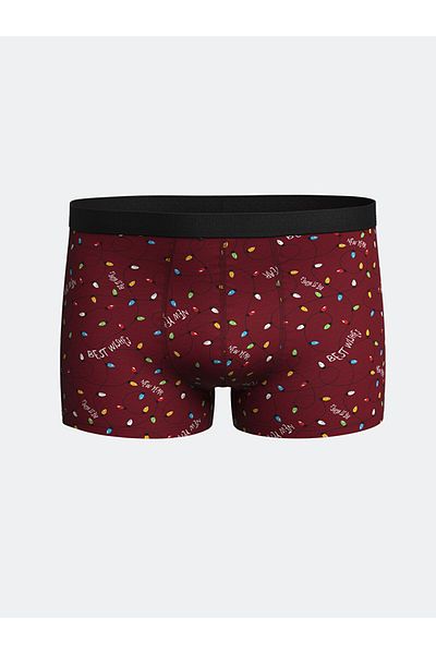 LC Waikiki New Year's Themed Cotton Flexible Men's Boxers
