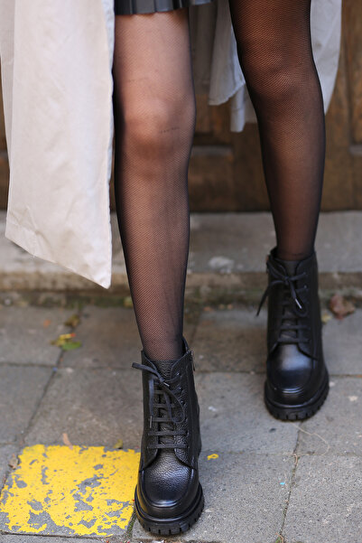 EREN SHOES BAG ( PEKİN) Hakiki Deri Kalın Topuklu Tırtıklı Kaymaz Taban Bot