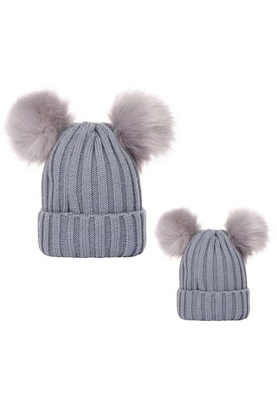 OEM Drool mother and child hat set (Color: Gray)