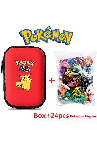 Choice Red With 24pcs 24pcs 1 Bag Pokemon Figures Toy Set 2-3cm Bulk Anime Mini Doll Lot Pikachu Figurine S