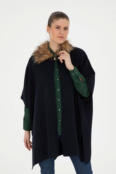 U.S. Polo Assn. Women's Navy Blue Knitwear Poncho 50270464 -Vr033
