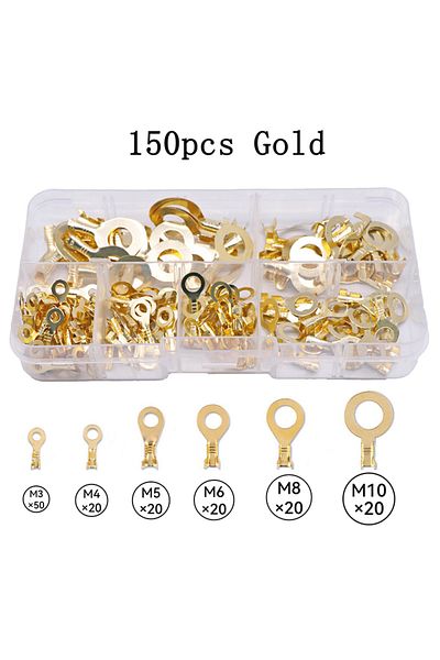 Choice 150pcs 150pcs/set Round Terminal Block DJ431 O-type Lugs Terminals Cold-Pressed Connector Copper Tab