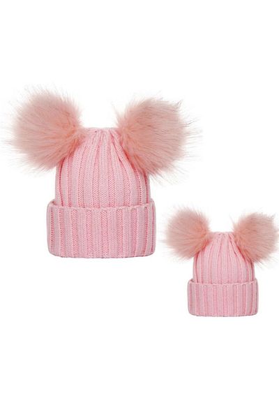 OEM Drool mother and child hat set (Color: Pink)