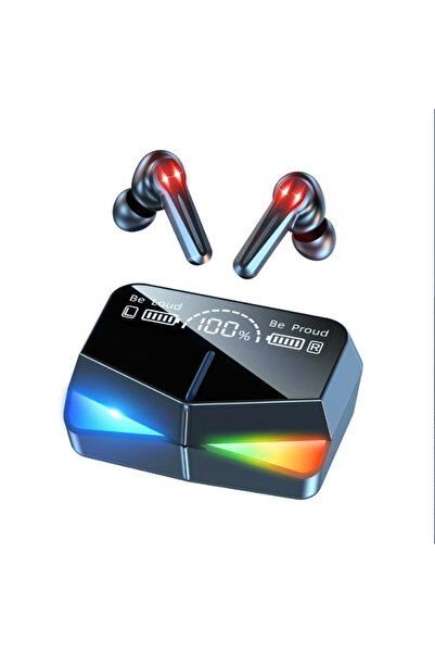 Vikefon سماعة رأس لاسلكية TWS سوداء اللون، مزودة بتقنية بلوتوث، وشاشة LED رقم...