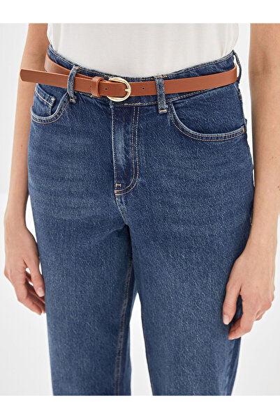 LC Waikiki Indigo Waist Belt Mom Fit Women's Jean Pants