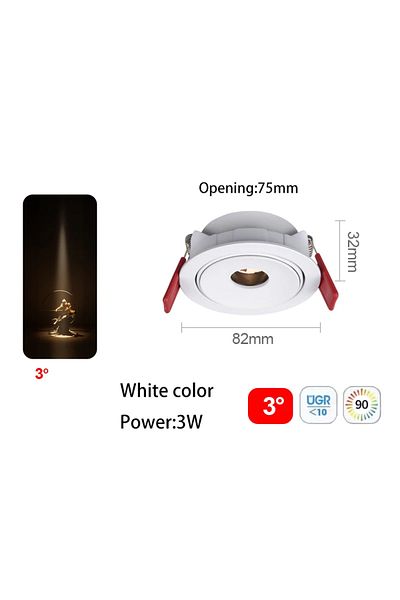 Choice 4000K WH 3W 3 degree Ultra Thin Small Beam Angle Led Spotlights Spot Light Embedded 3W 5W 7W 3 8 15