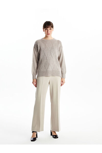 LC Waikiki Crew Neck Self Patterned Women's Knitwear Sweater