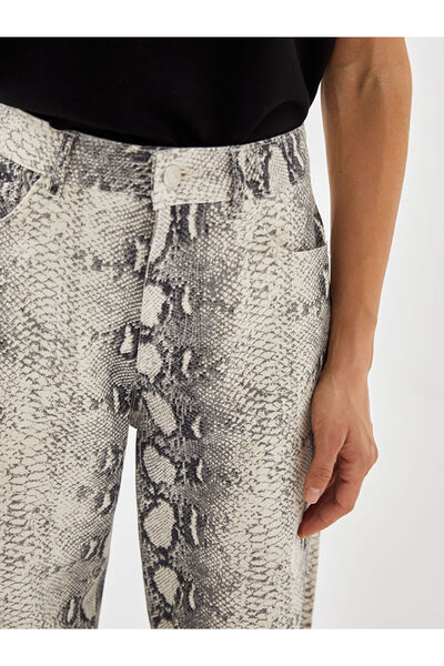 LC Waikiki Ecru Straight Fit Patterned Women's Jeans