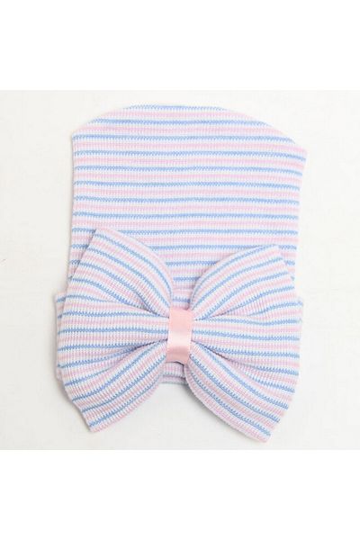 OEM Drool Thin Newborn Hat with Bow (Color: Multicolor)
