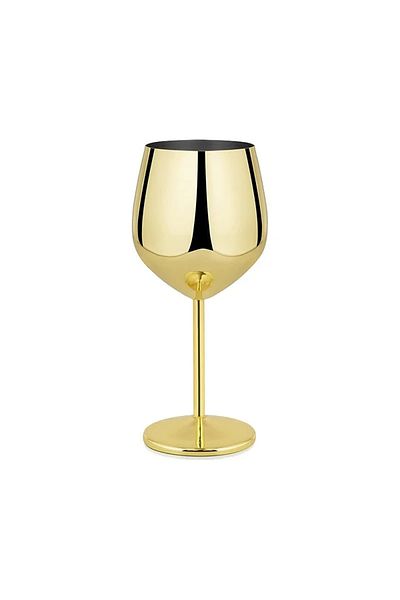 Choice Gold 500ml Stainless Steel Goblet Red Wine Cocktail Glass Unbreakable Metal Tall Champagne Glass Bar