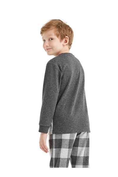 Blackspade Σετ πιτζάμες για αγόρι μακρυμάνικο γκρι μελανζέ C8T6N5O04
