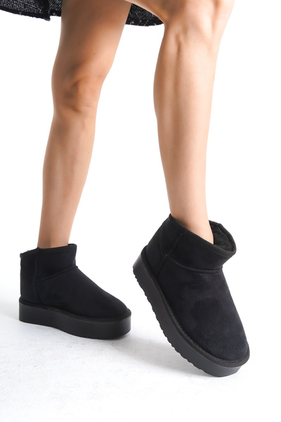 sfy shoes Süet Kalın Taban Içi Kürklü Yarım Bot