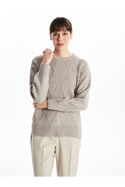 LC Waikiki Crew Neck Self Patterned Women's Knitwear Sweater