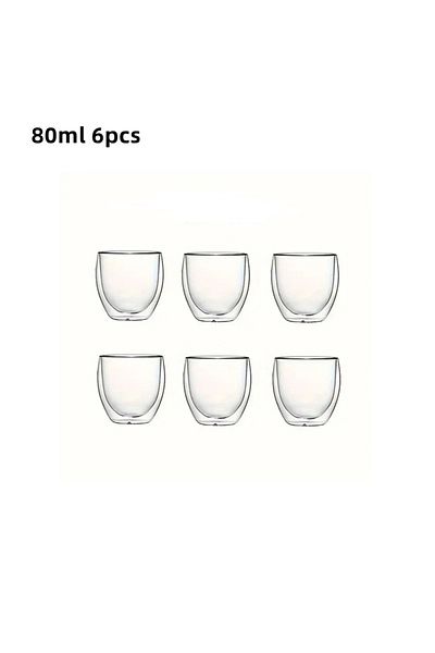 Choice 6pcs Double Wall Glass Cup 80ml Cute Mugs Coffee Cups Drinking Glasses for Drinks Personalized Mu...