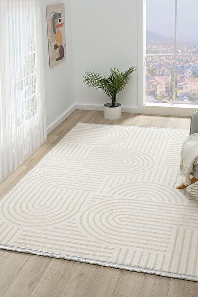 Prestige Halı Ventura Beyaz Shaggy Yumusak Post Pelus Salon Oturma Odası Halı...