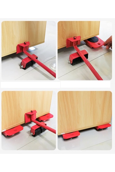 RELATOS 5 Parça Mobilya Taşıyıcı Tekerlekli, Kriko 360 Döner , beyaz eşya kol...