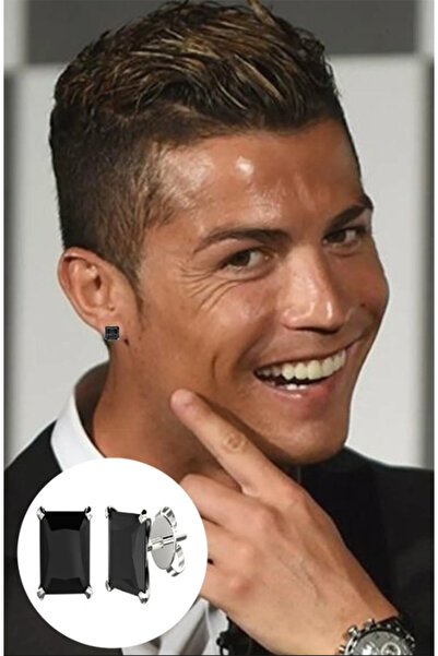 UygunGümüşçülük Uygun Gümüşçülük Steril 316 L Cerrahi Çelik Gümüş Kaplama Kare Zirkon Taşlı 1 Çift Küpe Seti