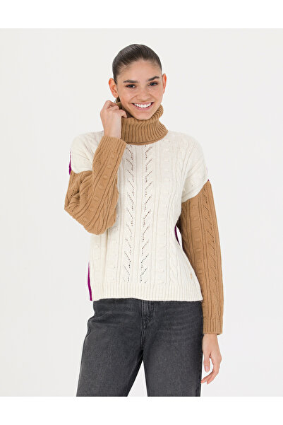 Pierre Cardin Camel Crop Top Turtleneck Sweater 50277148 -Vr015