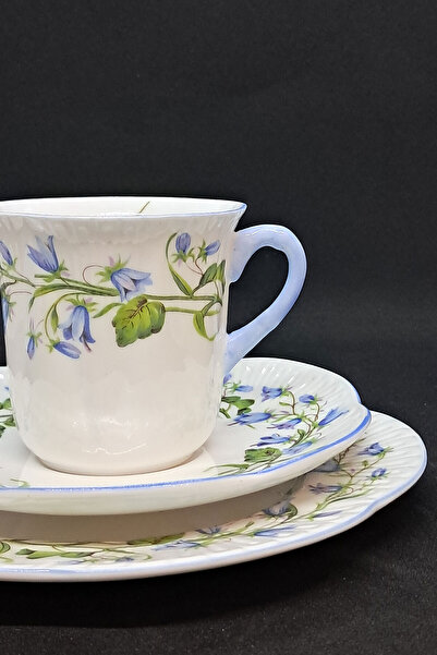 ABBETC Shelley Harebell 13590 Fine Bone China Antique Double Coffee 3 Pieces 130 ml