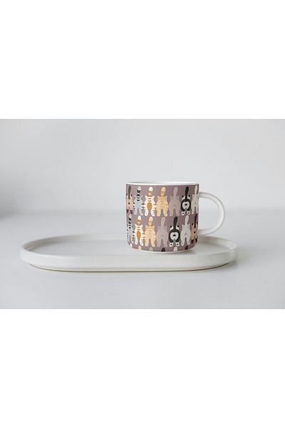 EYBaskı Tasarım White Porcelain Cat Printed Nescafe Cup