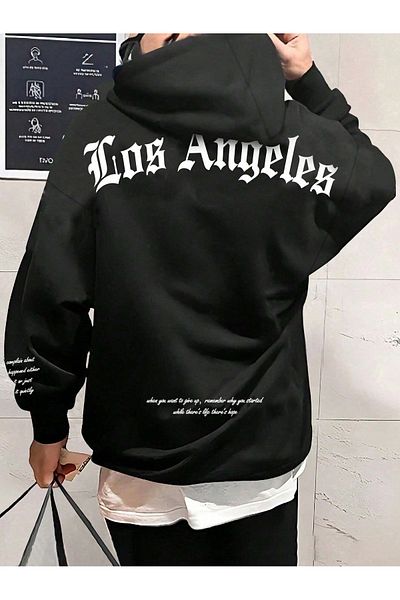 YUVEST Φούτερ με κουκούλα BLACKROCK Unisex Oversize LOS ANGELES