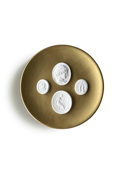 HOME DEKORİSTA Decorative Plate, Decorative Object, Gold Plate, Gold Decorati...