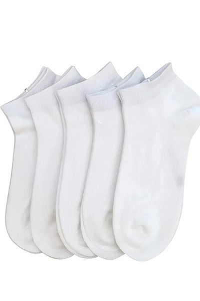 mod101 Set of 5 White Cotton Ankle Socks